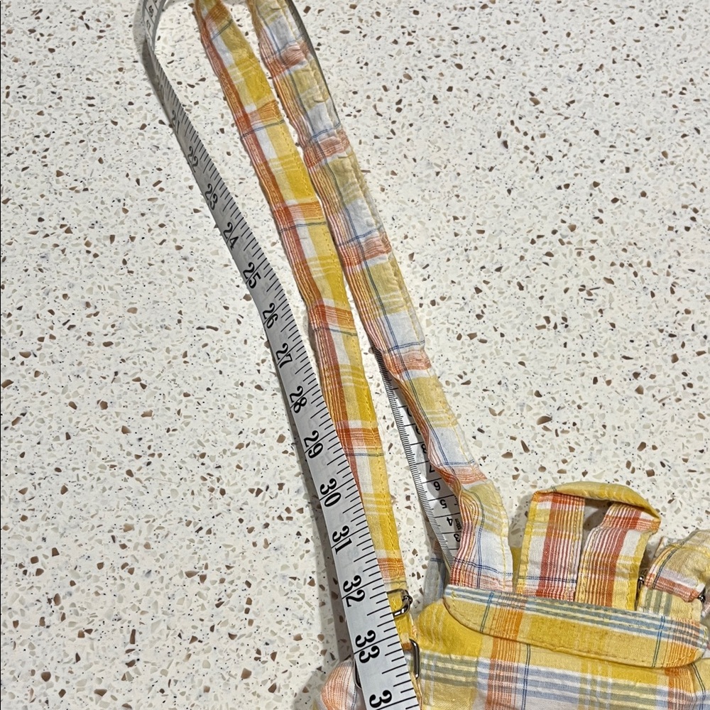Roxy Yellow, Orange and Light Blue Plaid Cinch Mini Backpack - Picture 11 of 11